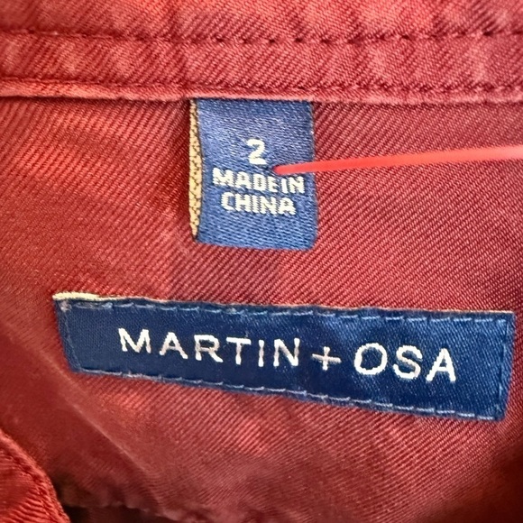 Martin Osa 100% Silk Women’s Wine Red Button Down Blouse Ultra Soft Size Small - Picture 3 of 3